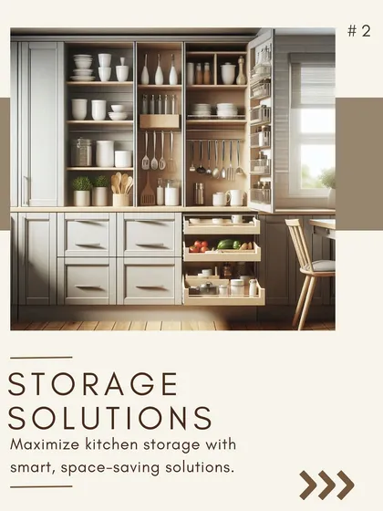 Smart storage solutions are a game-changer in any kitchen. I use pull-out pantry shelves, deep drawers, and vertical cabinets to maximize storage and keep countertops clutter-free.