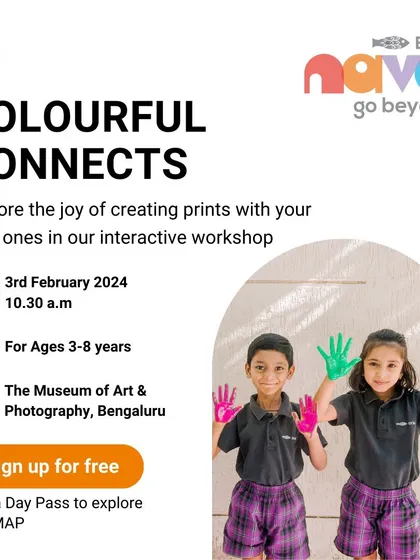 An invitation to our Colourful Connects workshop at the Museum of Art & Photography. I partner with cultural institutions to provide unique, enriching experiences for families.