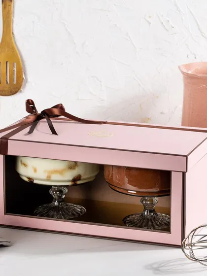 My twin gift sets are available in different colored boxes, like this lovely pink one, to match any occasion or preference.