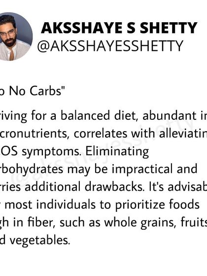 The advice to "go no carbs" for PCOS is a myth. A balanced diet rich in micronutrients and fiber from whole grains, fruits, and vegetables is far more practical and beneficial for alleviating PCOS symptoms.