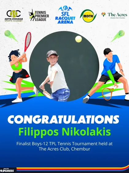 Well done to Filippos Nikolakis for his performance as a finalist in the Boys U-12 TPL Tennis Tournament. His hard work and dedication are an inspiration.