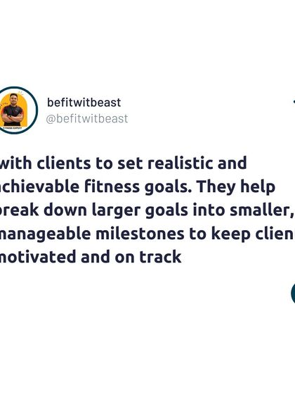 A fact about personal training: We work with clients to set realistic and achievable goals, breaking them down into smaller, manageable milestones.