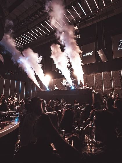 The start of a massive drop, with CO2 jets firing into the crowd at club Dimokaa. This is how I build energy and keep the party going all night.