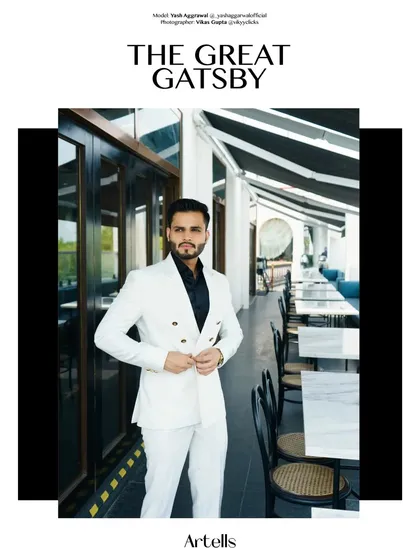 A stylish men's fashion shot from a series featured in Artells Magazine. I work with models to create strong, confident poses that suit a sophisticated, editorial theme like this Great Gatsby inspired shoot.