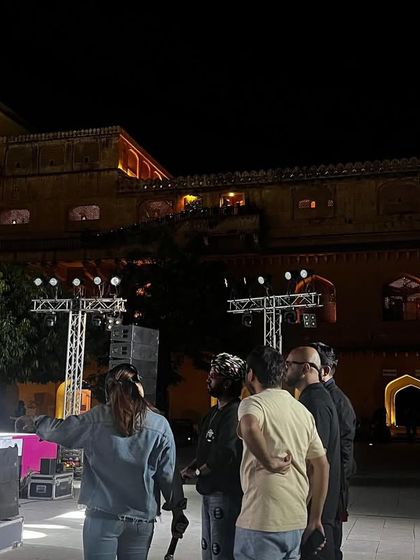 Our team conducting a site check at an outdoor venue for the Khelo India University Games launch. We meticulously plan for all environments, day or night.