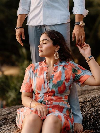 An intimate portrait of Saahil and Gurleen, capturing a tender moment during their Thailand pre-wedding shoot.