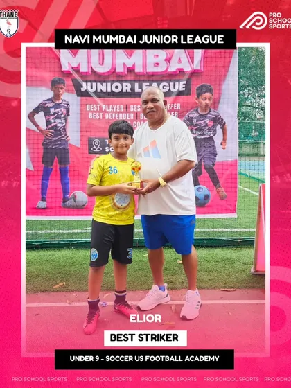 Well done to Elior from Soccer US Football Academy for winning the Best Striker award in the U9 league.
