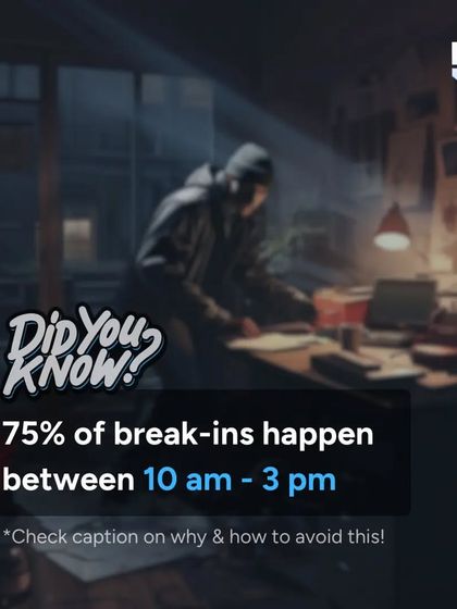 Did you know that 75% of home break-ins happen during the day, between 10 am and 3 pm? This is often when homes are empty. Our system provides 24/7 monitoring to protect your property when you're at work or away.