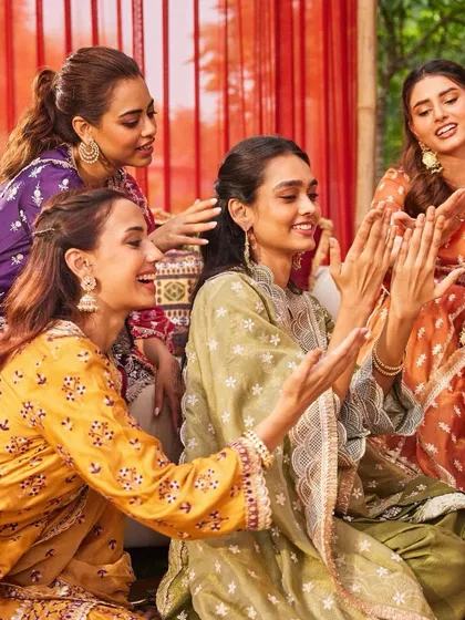 Mehendi, endless laughs, and a squad dressed in vibrant Mulmul outfits. This is the perfect start to any wedding celebration.