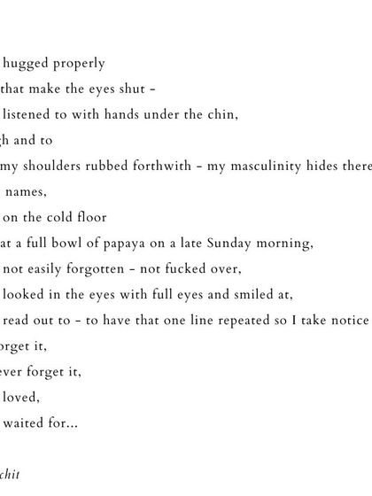 'Wait'. A poem about the simple, profound acts of being cared for, listened to, and loved.