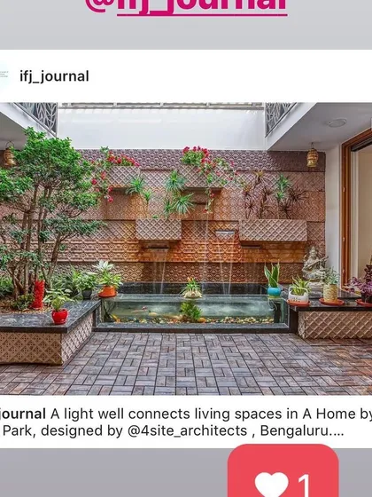 A central feature of our "A Home by the Park" project, this light well with an integrated water feature brings the elements of nature right into the heart of the house. As featured in IFJ Journal, this element provides both a serene visual focus and natural cooling.