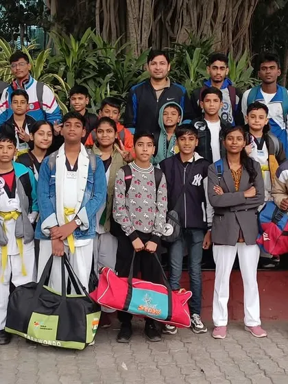 Another shot of our team outside the Talkatora Indoor Stadium.
