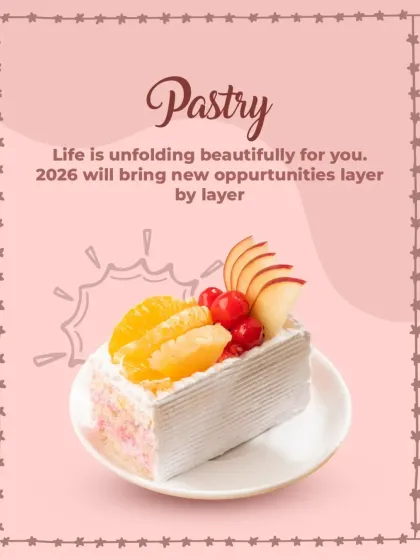 A beautiful slice of our fresh fruit pastry. This light and airy dessert is layered with cream and topped with fresh oranges, apples, and cherries.