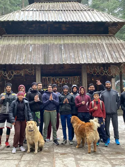 Another group shot at the Hadimba Temple. It's a place of peace and a great spot to visit after a tough morning training session.