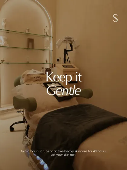 After a ritual, your skin needs gentle care. We advise avoiding harsh scrubs or skincare with heavy active ingredients for at least 48 hours to let your skin rest and fully absorb the treatment.