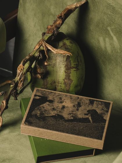 The elegant and minimalist packaging for the Ether Atelier Chocolat fudge sticks, reflecting the sophisticated nature of the product inside.