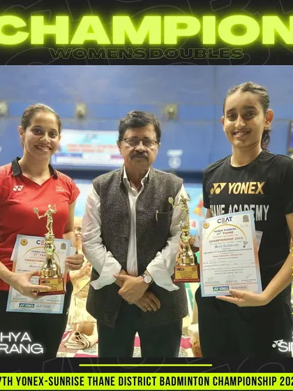 Akshaya Warang and Siya Singh, winners of the Women's Doubles title at the Thane District Championship.