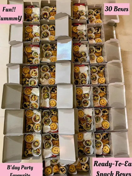 30 fun and yummy ready-to-eat snack boxes for a birthday party.