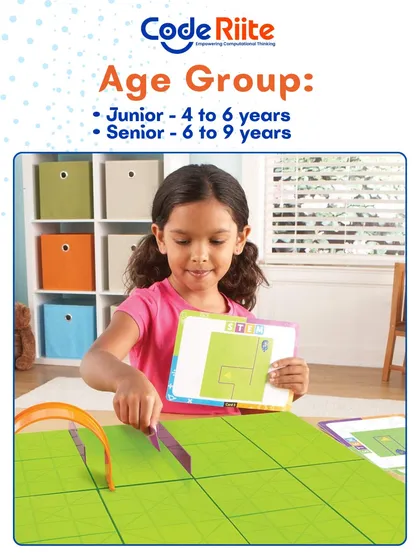 Here, a young student from my senior group (6 to 9 years) is deeply focused on a grid-based puzzle. This activity teaches spatial reasoning and how to follow sequential instructions, which are fundamental skills in coding. It shows how I tailor activities to be age-appropriate and challenging.