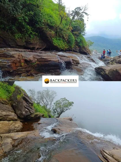 The top of Bandaje falls, where the water cascades down the cliff. It's a thrilling sight and a great reward for the 19 km trek.