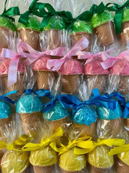Rows of my ice cream cone soaps in different "flavors," showing the fun and variety in my collection.