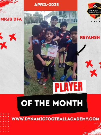 Well done to Reyansh, a Player of the Month for April, celebrating with his team. We foster an environment where teammates celebrate each other's success.