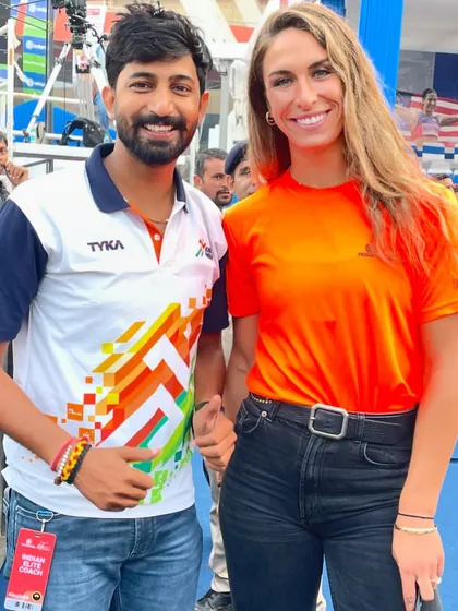 With international athlete Valli at a Delhi event. It's always inspiring to meet and exchange ideas with athletes from around the world.