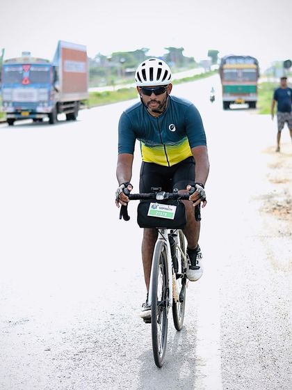 On the highway during the Jog Falls 1000K BRM. The final stretch often involves navigating heavy traffic, a different kind of challenge after the solitude of the ghats.