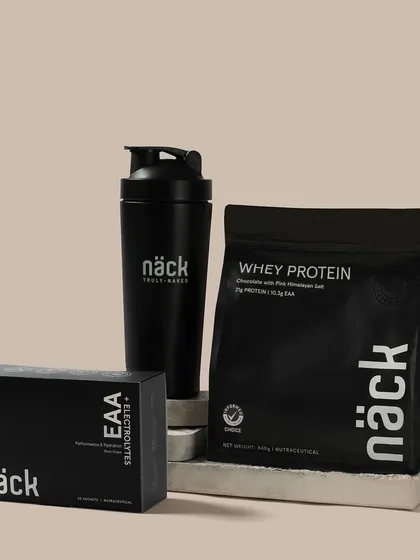 A moodier, dark-toned version of the fitness supplement shoot. This styling variation offers a more intense and dramatic look while maintaining the brand's clean and premium aesthetic.