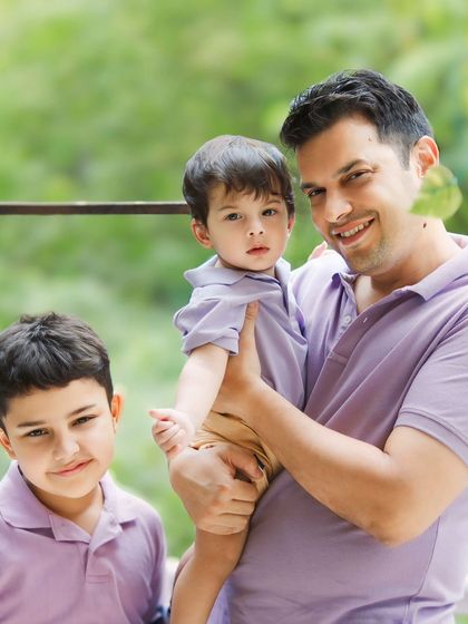 A classic family portrait of a father and his two boys. Even in a more posed shot, I aim for natural expressions and a feeling of relaxed connection.