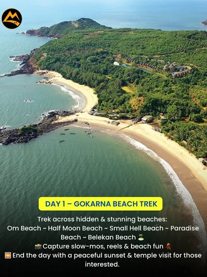 It's not all mountains. We also hit the coast for some epic beach treks. Imagine hiking from one hidden beach to another, with the sound of waves as your soundtrack. This is our Gokarna beach trek.
