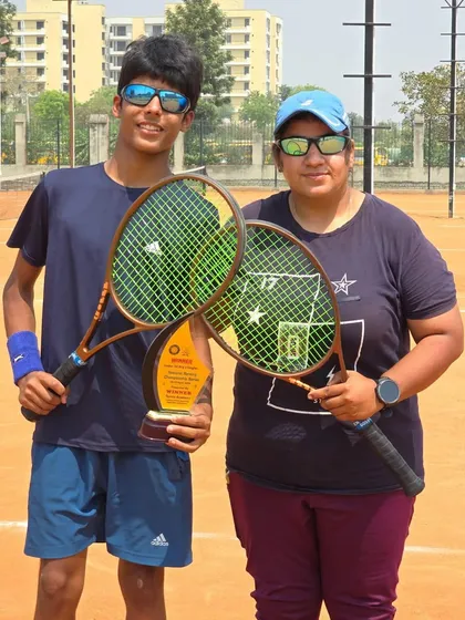 Ayush Chaudhary winning his first AITA National U-14 title after defeating the top two seeds.