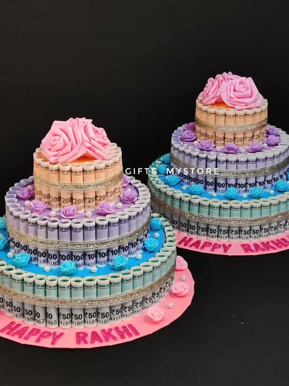 Two of my custom Rakhi money towers ready for delivery. I can create them in any color combination you like.