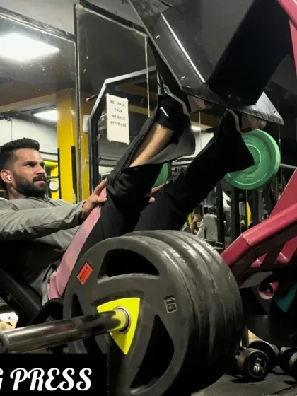 Day 27: Using the leg press machine to target the entire lower body with heavy weight.