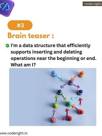 Brain Teaser: I'm a data structure that efficiently supports inserting and deleting operations near the beginning or end. What am I? This puzzle introduces the "deque" data structure.