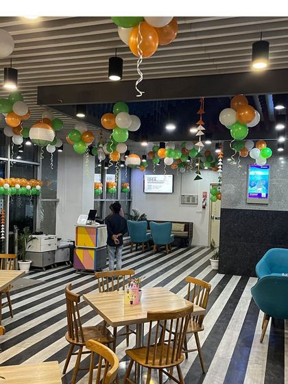 Celebrating patriotism this Independence Day. We decorated this office cafeteria with balloons in the tricolor of the Indian flag, filling the space with national pride.