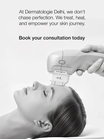 This image shows a HIFU treatment being performed. At my clinic, I don't chase perfection. I treat, heal, and empower your skin journey with advanced, safe technologies like this.