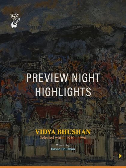 The title graphic for the 'Preview Night Highlights' of the Vidya Bhushan show.