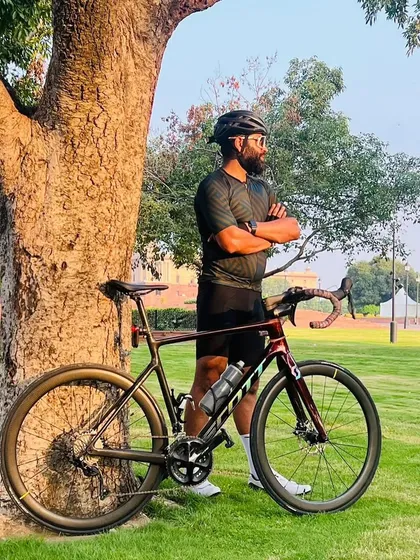 A rider and his bike, a perfect pair.