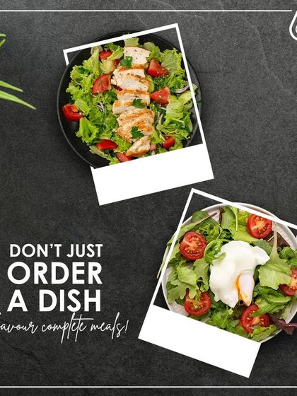 We don't just serve dishes, we provide complete, balanced meals. Here you can see two of our salad options, one with grilled chicken and one with a poached egg, both designed to be a full meal.
