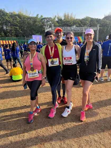 The running community is a web of friendships. Here are some of our runners celebrating their finish at the Pune City Marathon, supporting each other through every step of the journey.