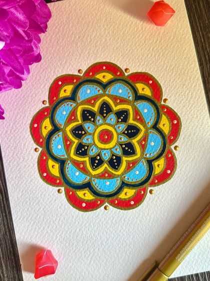 Another look at this cheerful, primary color mandala. It’s a great reminder that art doesn’t have to be serious to be therapeutic.