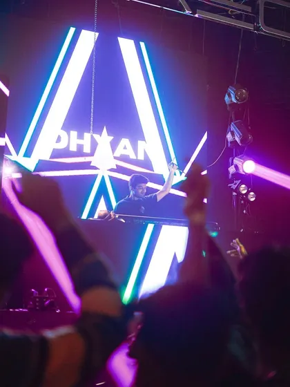 Another angle from my show at Freq, Pune. The A-frame visuals are iconic and create a perfect backdrop for my music.