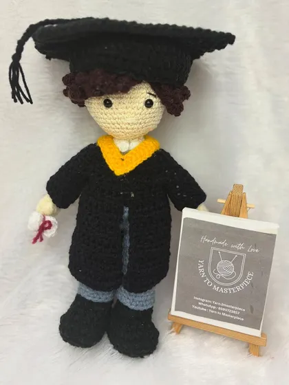 Celebrate a huge achievement with a custom crochet graduation doll. I can personalize the hair, gown, and sash colors to match the graduate's look.