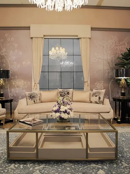 For the Sitananda Interiors store, I designed this stunning metallic wallpaper with a delicate tree-of-life motif, creating a look of modern, timeless elegance.