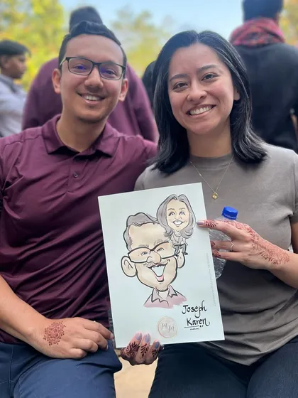The henna, the smiles, the fun atmosphere. It was a pleasure drawing this couple and adding a touch of artistic fun to the celebration.