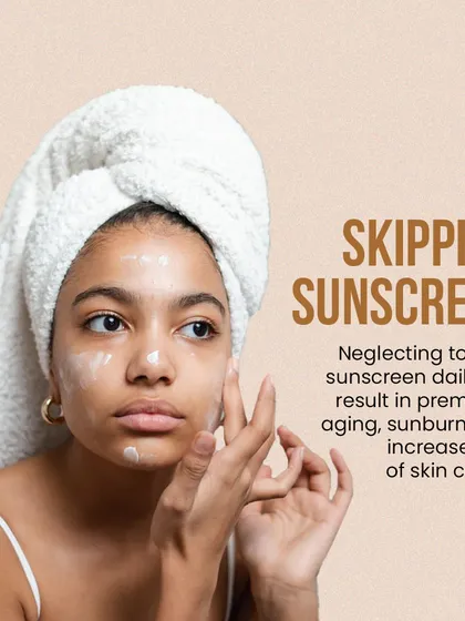 Skipping sunscreen is one of the biggest mistakes you can make for your skin. Daily neglect can result in premature aging, sunburn, and an increased risk of skin cancer.