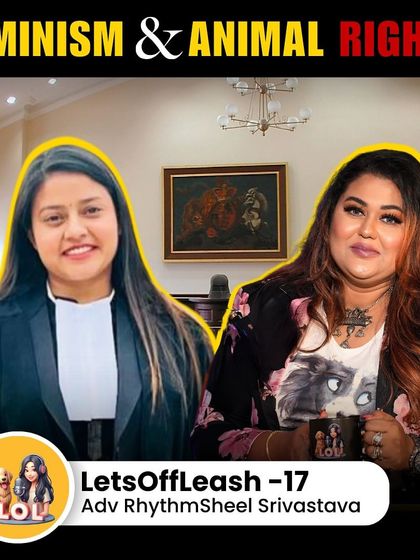 A promotional image for my podcast with LetsOffLeash, where we discussed the intersection of feminism and animal rights. We delved into a landmark case I won against a person who committed an acid attack on a dog.