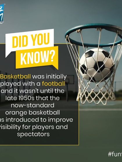 Did you know basketball was originally played with a football? The now standard orange basketball was only introduced in the late 1950s to improve visibility for players and spectators.