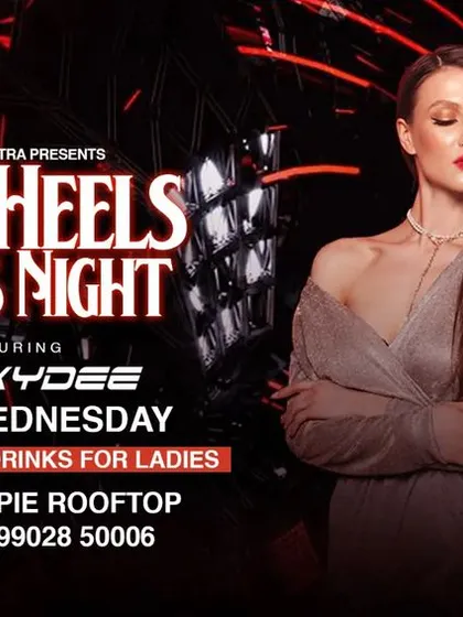 A sleek banner for my weekly High Heels Ladies' Night residency at Hungry Hippie Rooftop.